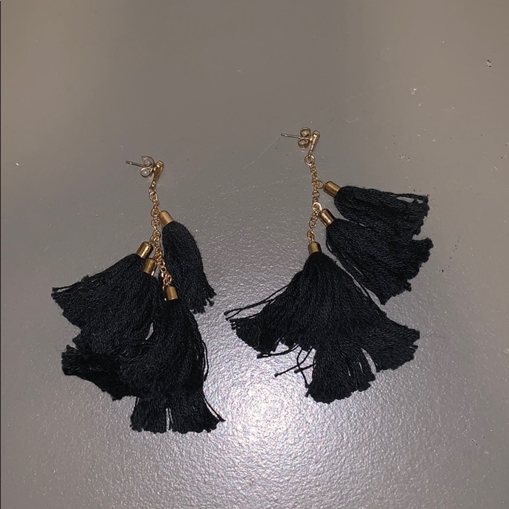 Black tassel earrings